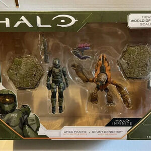 NEW World of HALO UNSC Marine + Grunt Conscript Figure Pack Set